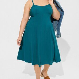 Torrid Midi Challis Sleeveless Trapeze Dress 00 Gulf Coast